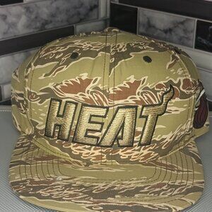 Mitchell & Ness Miami Heat Desert Camo Stripes Adjustable Snapback Hat Cap